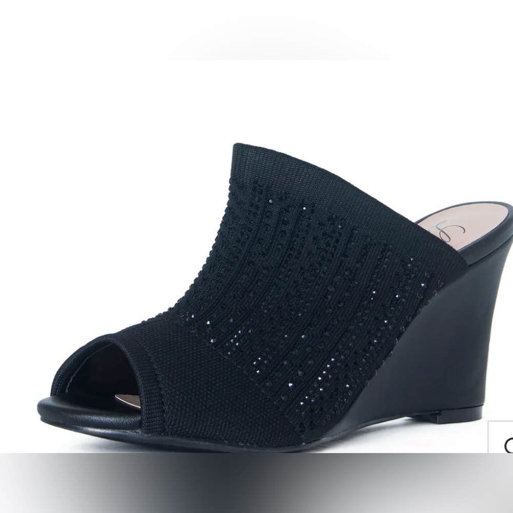 Lauren Lorraine Black Wedge Mules NEW IN BOX SZ 8.5